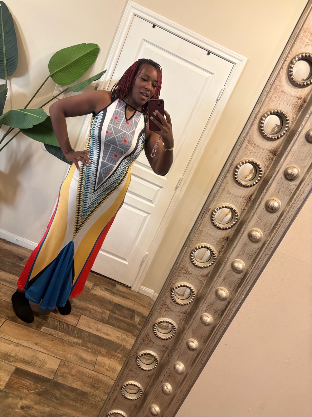 Sleeveless Geometric Maxi Dress in Multicolor